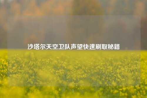 沙塔尔天空卫队声望快速刷取秘籍