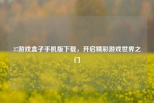 37游戏盒子手机版下载,开启精彩游戏世界之门