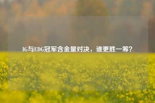 IG与EDG冠军含金量对决，谁更胜一筹？