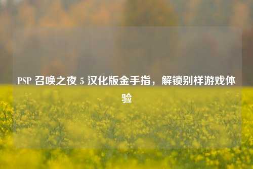 PSP 召唤之夜 5 汉化版金手指，解锁别样游戏体验
