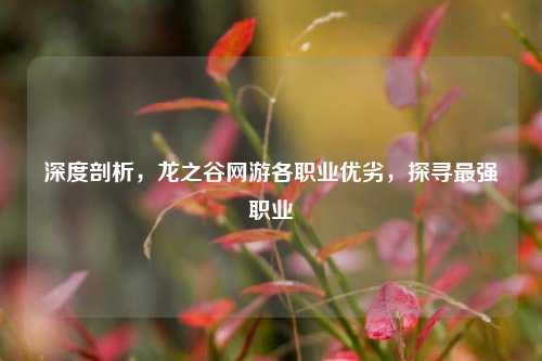 深度剖析，龙之谷网游各职业优劣，探寻最强职业