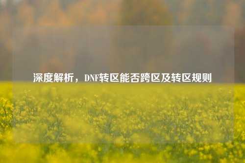 深度解析,DNF转区能否跨区及转区规则