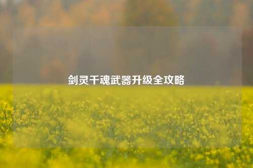 剑灵千魂武器升级全攻略