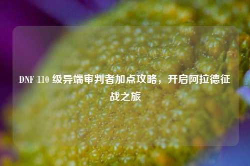 DNF 110 级异端审判者加点攻略，开启阿拉德征战之旅