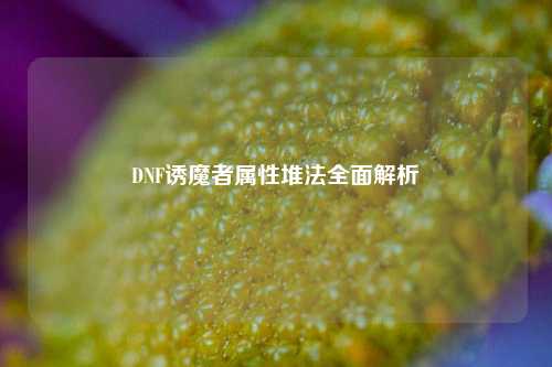 DNF诱魔者属性堆法全面解析