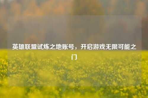 英雄联盟试炼之地账号，开启游戏无限可能之门