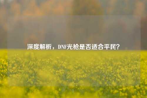 深度解析，DNF光枪是否适合平民？