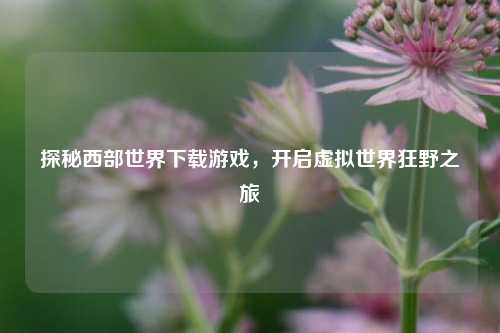 探秘西部世界下载游戏,开启虚拟世界狂野之旅